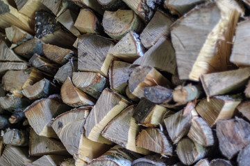 large pile of fire wood in countryside