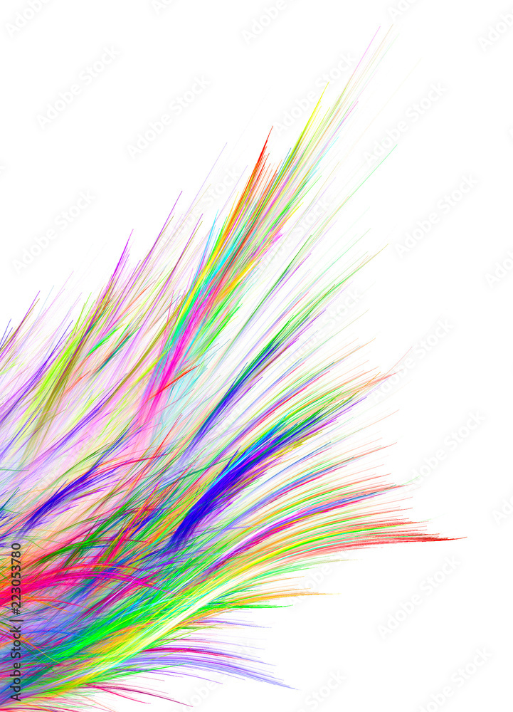 Poster multicolored tail. bright colorful fractal abstraction on white