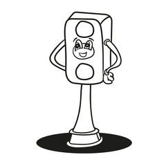 traffic lights outlined vector. Cartoon coloring pages for children