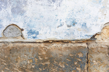 Old concrete wall with cracks and shabby paint