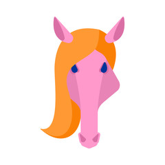 Horse pink head isolated. Equine face Vector illustration