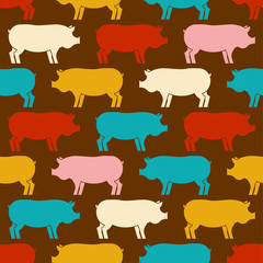Pig pattern seamless. Piglet colored background. Swine Farm animal ornament. Vector texture