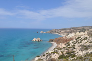 The beautiful Petra tou Romiou Beach Pafos in Cyprus