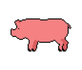 Pig Pixel art. Piglet 8 bit. Swine Farm animal. Vector illustration