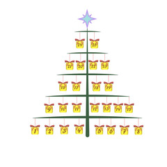 Advent calendar for Christmas with a picture of gifts stylized for the days of the month