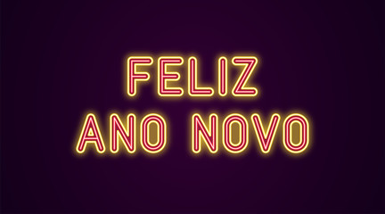 Neon festive inscription for Portuguese New Year