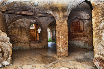 Rooms of the frigidarium inside the building of the  seven wise men spas in the archaeological...