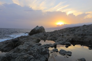beautiful mediterranean seascape sunset at the Aegean Sea
