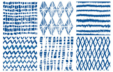 Shibori dye tie geo vector seamless pattern indigo - 223057199