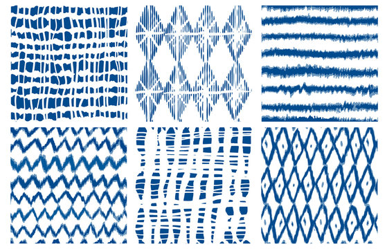 Shibori dye tie geo vector seamless pattern indigo