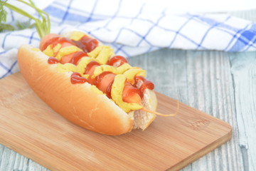 Healthy hot dog from a carrot and a hot dog bun