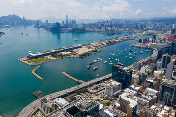 Aerial view of Hong Kong skyline