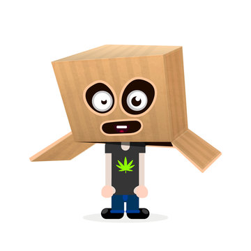 Funny boy with a box on his head .happy Halloween