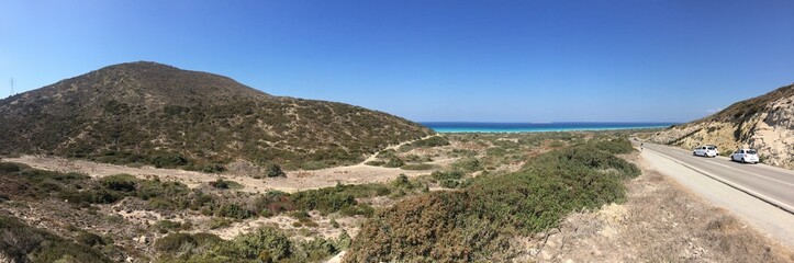 Fototapeta na wymiar beautiful green valley on the island of Rhodes in Greece overlooking the Mediterranean sea