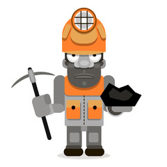 Illustration of a coal miner striking working retro background