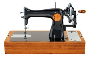 Old sewing machine, 3D rendering