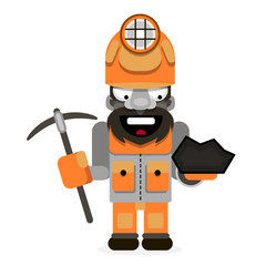 Illustration of a coal miner striking working retro background