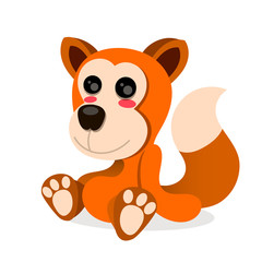 Cartoon Fox sitting. Vector illustration on white background