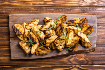 Homemade grilled potatoes with rosemary