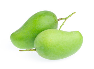 fresh green mango fruit isolated on white background