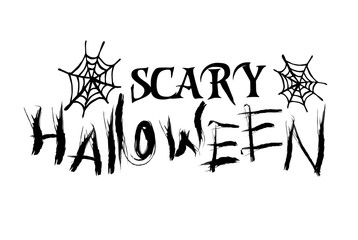 Scary Halloween isolated lettering with web