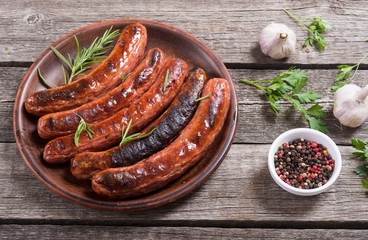Grilled sauusages on a plate