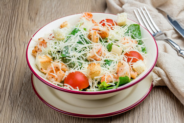 salad caesar with shrimps