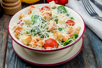 salad caesar with shrimps