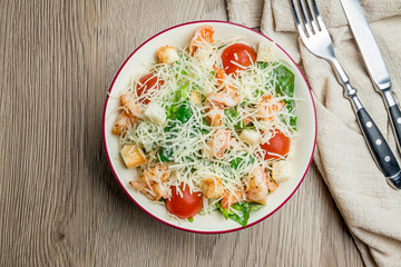 salad caesar with shrimps