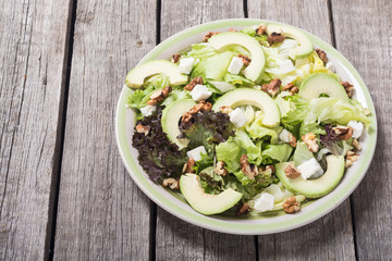Healthy salad with avocado