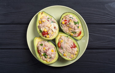 Avocado stuffed with salad