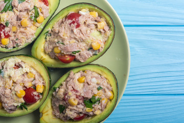Avocado stuffed with salad