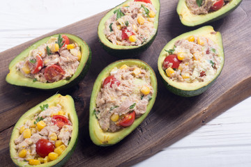 Avocado stuffed with salad