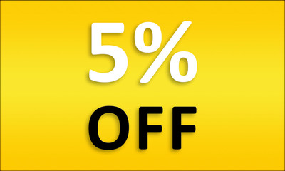 5% Off - Golden business poster. Clean text on yellow background.