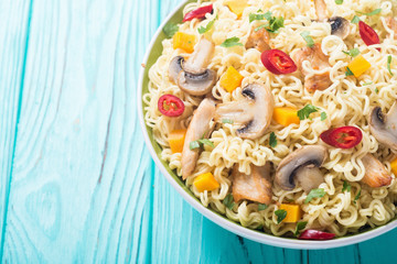 Instant noodles in bowl