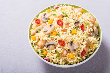 Instant noodles in bowl