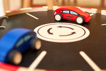 Obraz premium wood cars toy parking garage hybrid