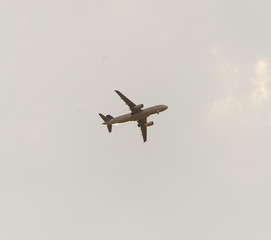 airplane against blue sky