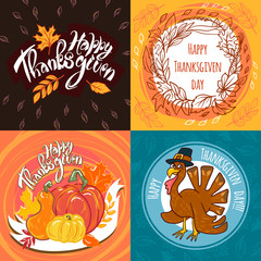 Thanksgiving day banner set. Hand drawn set illustration of thanksgiving day vector banner for web design