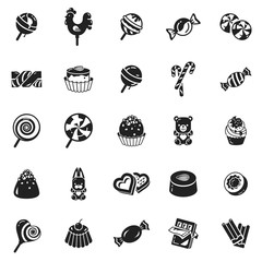 Sweet candy icon set. Simple set of sweet candy vector icons for web design on white background