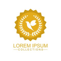 Luxury bird logo design template and emblem made with leaves and - luxury beauty spa concepts - natural badge for cosmetics