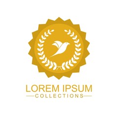 Luxury bird logo design template and emblem made with leaves and - luxury beauty spa concepts - natural badge for cosmetics
