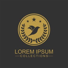 Luxury bird logo design template and emblem made with leaves and - luxury beauty spa concepts - natural badge for cosmetics