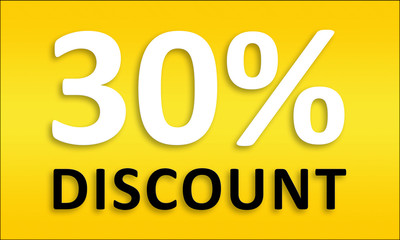 30% Discount - Golden business poster. Clean text on yellow background.