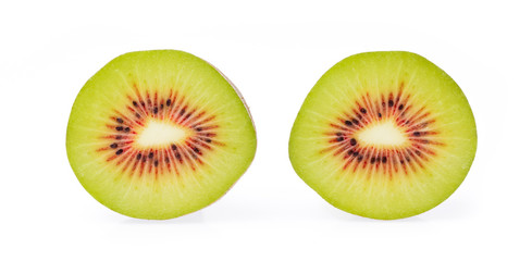 slice Red kiwi fruit isolated on white background