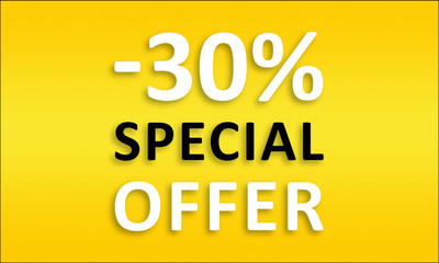 -30% Special Offer - Golden business poster. Clean text on yellow background.