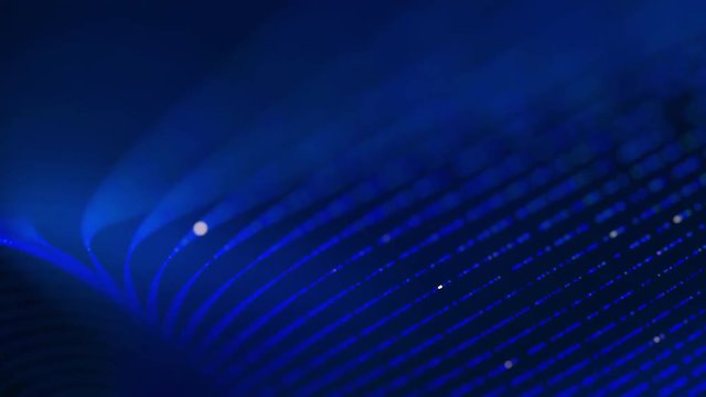 Seamless loop of blinking lights. Abstract tech background. Futuristic data transfer, cloud computing, technology, neural network, science and engineering motion background in depth of field