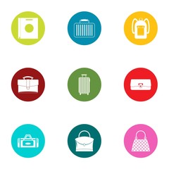 Briefcase icons set. Flat set of 9 briefcase vector icons for web isolated on white background