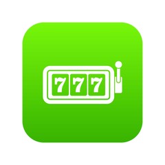 Lucky seven on slot machine icon digital green for any design isolated on white vector illustration