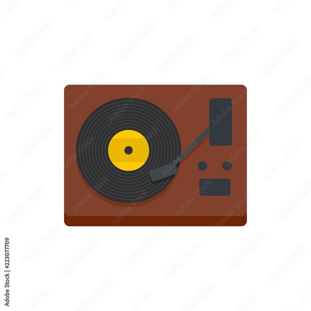 Sticker Vinyl player icon. Flat illustration of vinyl player vector icon for web design